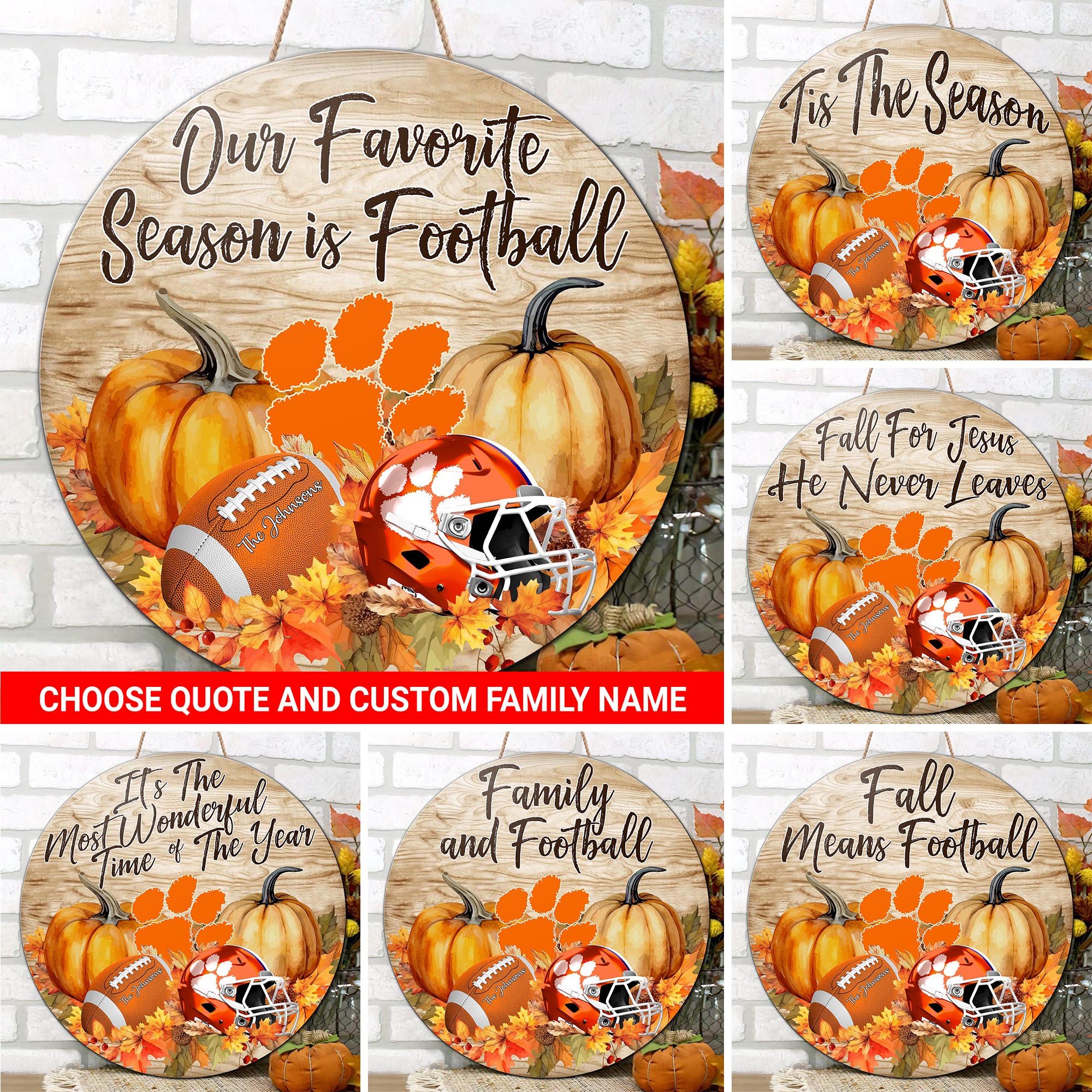 Clemson Tigers Shape Wooden Sign Custom Your Family Name And Choose Your Quotes, Sport Gifts, Home Decorations ETRG-51656